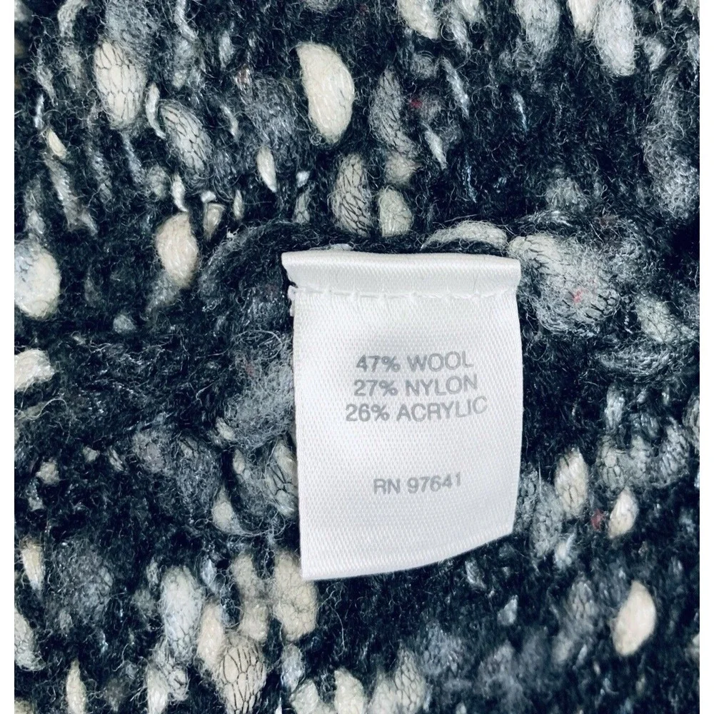 J.Jill Sweater Women's Hi Low Pullover Knit Long Sleeve Wool Blend Black White M